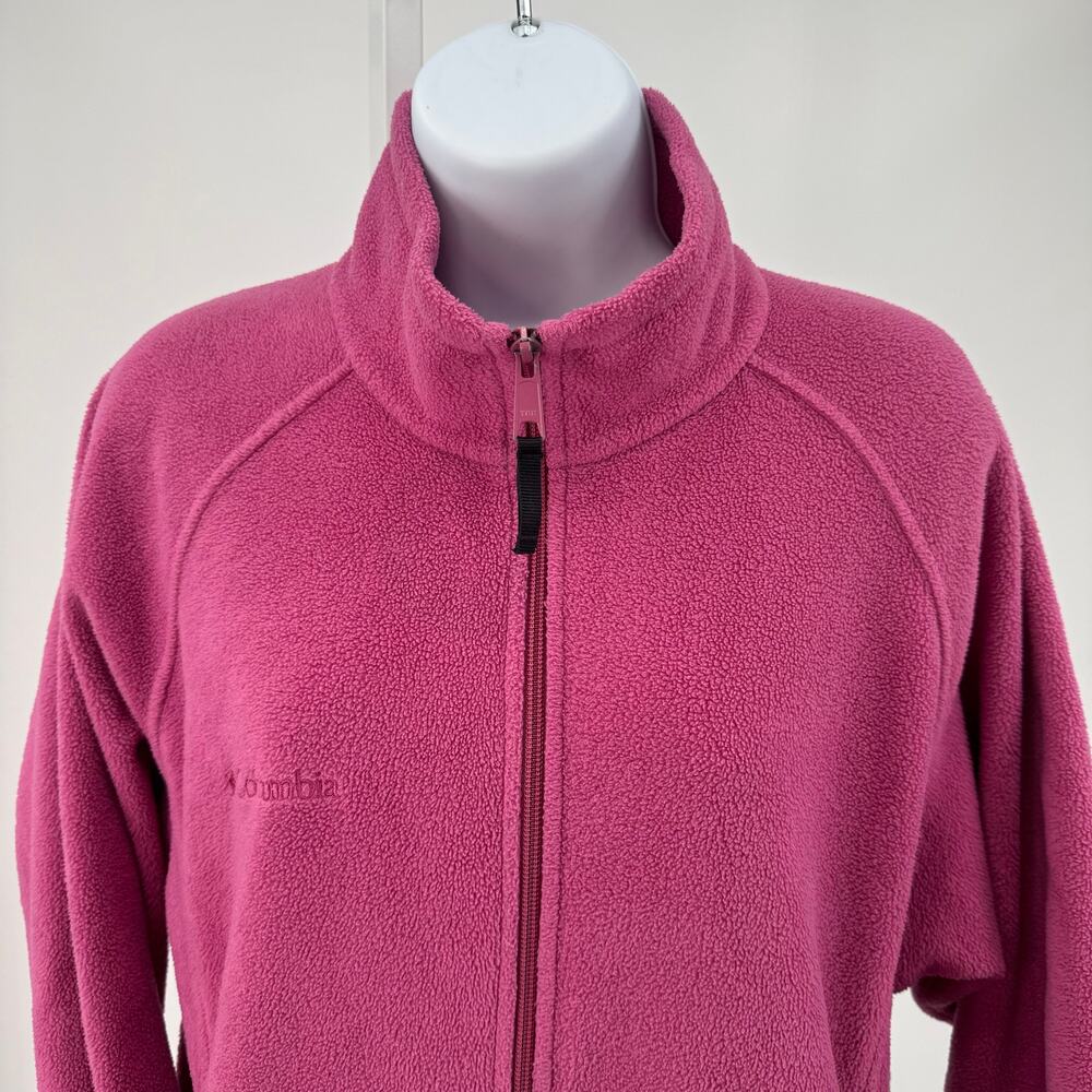 Columbia Pink Benton Springs Zip Up Fleece Jacket Womens L Relaxed Fit Collared - Picture 4 of 10
